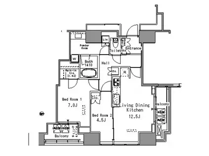 WHITE TOWER HAMAMATS(2LDK/24階)の間取り写真