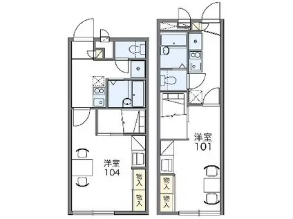 レオパレス清水園(1K/1階)の間取り写真