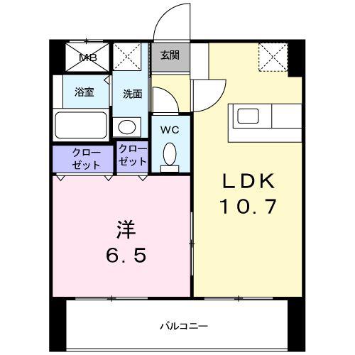 オーレオール(1LDK/6階)の間取り写真