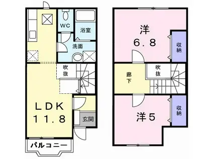 さくらコリーヌD(2LDK/1階)の間取り写真
