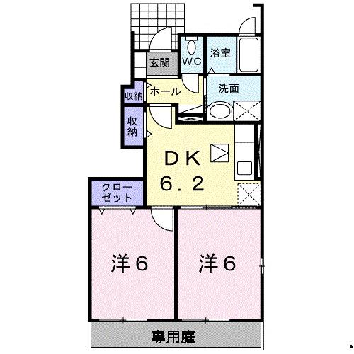 ブライト・ステージⅠ番館(2DK/1階)の間取り写真