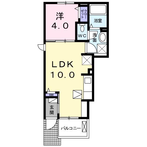 セル・フォンテーヌⅢ(1LDK/1階)の間取り写真