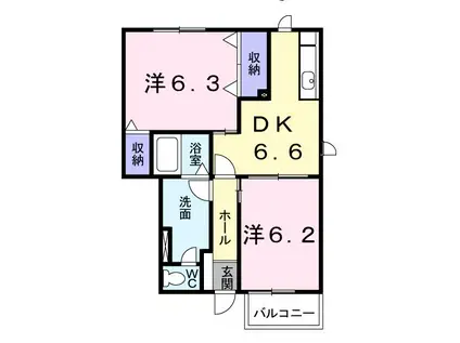 ビックランドⅡ(2DK/1階)の間取り写真