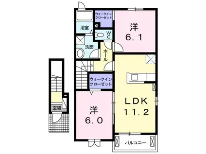 ル・シャトーⅢ(2LDK/2階)の間取り写真