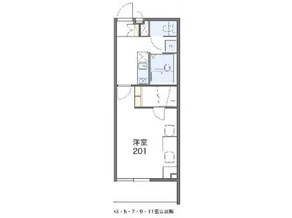 レオパレス宇都宮南(1K/2階)の間取り写真