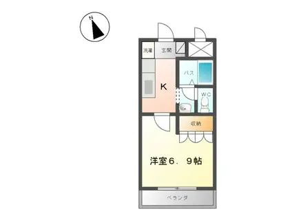 ベルメゾンしらさぎ(1K/2階)の間取り写真