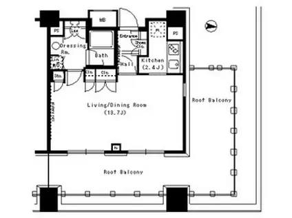 パークアクシス浜松町(1K/11階)の間取り写真