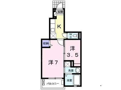 アンジュメゾン Ⅱ(1SK/1階)の間取り写真
