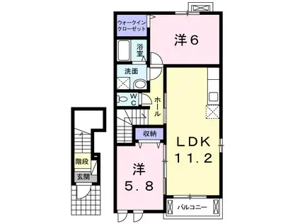 ルクソールいずみ(2LDK/2階)の間取り写真