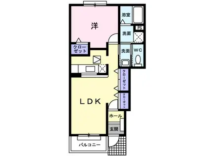 サムシングA(1LDK/1階)の間取り写真
