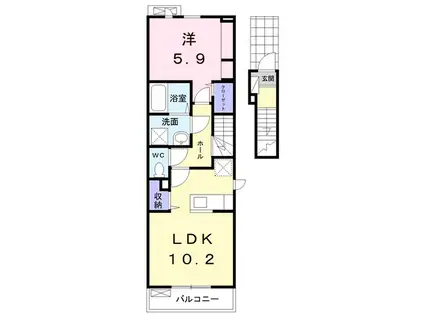 ラスターポイントⅥ(1LDK/2階)の間取り写真