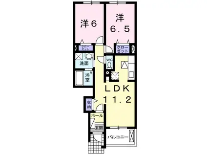 グレースまつの木(2LDK/1階)の間取り写真
