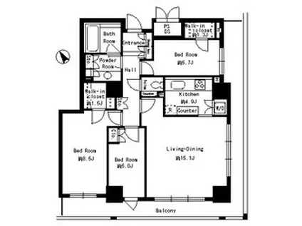 パークタワー芝浦ベイワード アーバンウイ(3LDK/27階)の間取り写真