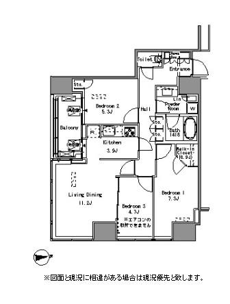 WHITE TOWER HAMAMATS(3LDK/11階)の間取り写真