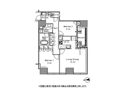 WHITE TOWER HAMAMATS(2LDK/21階)の間取り写真