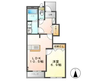 エクセラン・シャトー(1LDK/1階)の間取り写真