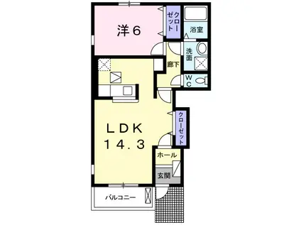 ティアラⅡ(1LDK/1階)の間取り写真