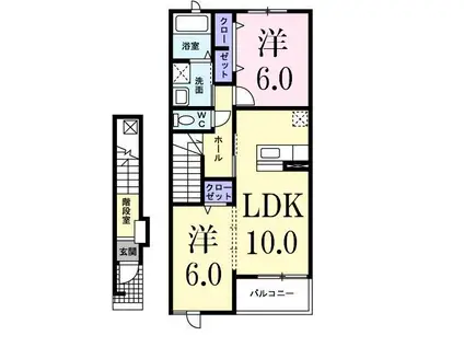 アルバシエロⅠ(2LDK/2階)の間取り写真