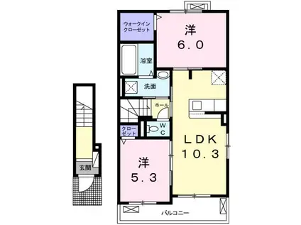 リブフラット C(2LDK/2階)の間取り写真