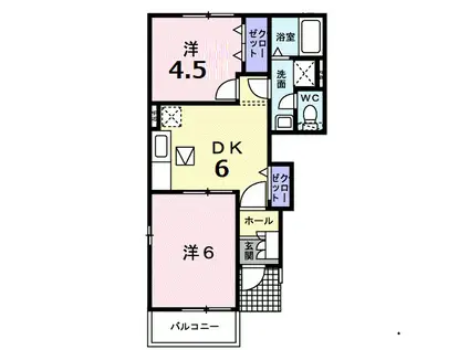 アンポツB(2DK/1階)の間取り写真