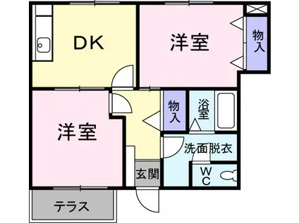 サニーコートA(2DK/1階)の間取り写真