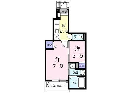 カレント(2K/1階)の間取り写真