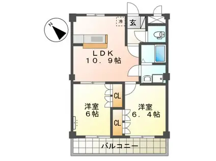 コリーナ・ベルデⅡ(2LDK/3階)の間取り写真