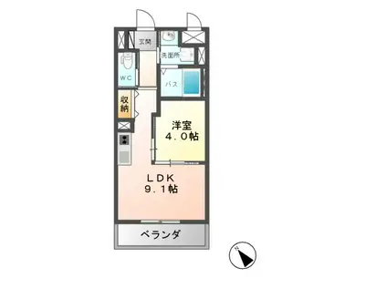 ロワゾ ドゥ ボヌール(1LDK/1階)の間取り写真