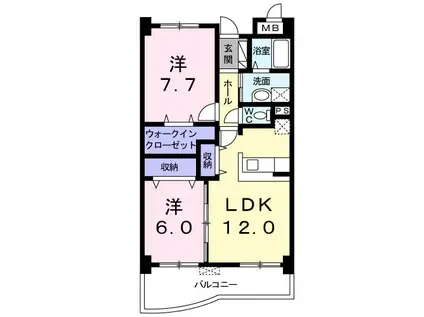 ル・ボヌール(2LDK/5階)の間取り写真