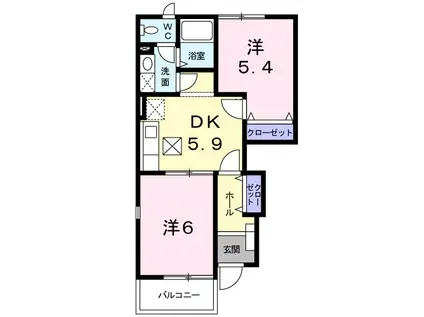 ポロゥニア(2K/1階)の間取り写真