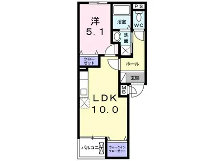 アイリー(1LDK/2階)の間取り写真