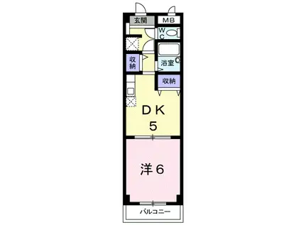シャンドフルールⅡ(1DK/3階)の間取り写真