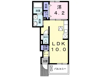 カーサ・ルピナスD(1LDK/1階)の間取り写真