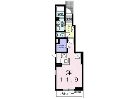 ヒマソール(ワンルーム/1階)の間取り写真