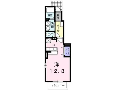 シャンド・フルールⅠ(ワンルーム/1階)の間取り写真