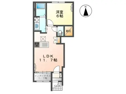 ディアコート冨士山A棟(1LDK/1階)の間取り写真