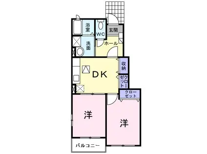 プリムローズ A(2DK/1階)の間取り写真