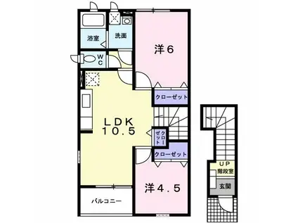 モンターニャⅠ(2LDK/2階)の間取り写真