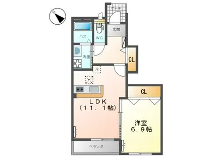 エアフォルク(1LDK/1階)の間取り写真