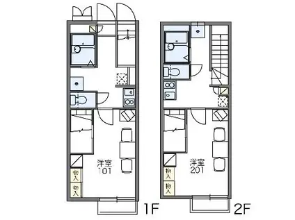 レオパレスパークセブン(1K/1階)の間取り写真