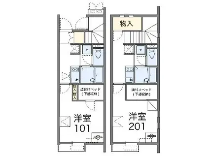 レオネクスト夕顔(1K/1階)の間取り写真