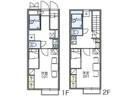 レオパレスフェリーチェ並木(1K/1階)の間取り写真