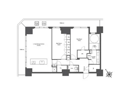 東京ポートシティ竹芝 レジデンスタワー(2LDK/18階)の間取り写真