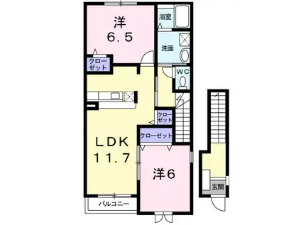 サンリットⅠ(2LDK/2階)の間取り写真