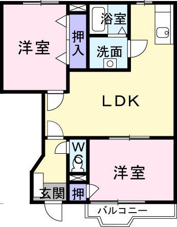 エクセランⅠ番館(2LDK/1階)の間取り写真
