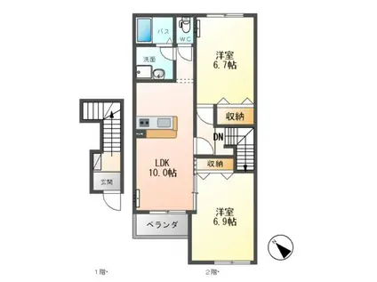 フェールプリエ(2LDK/2階)の間取り写真