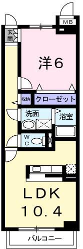 ルピナスⅡ(1LDK/1階)の間取り写真