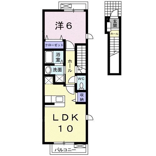 メルローズの丘ⅡA(1LDK/2階)の間取り写真