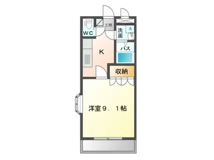 ユースパレスⅥ(1K/3階)の間取り写真