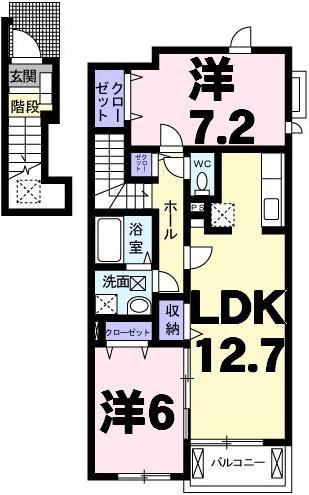 パルティーレ Ⅱ(2LDK/2階)の間取り写真